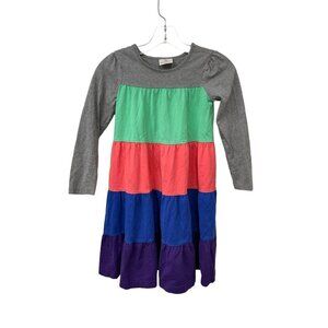 Hanna Andersson Rainbow Colorblock Tiered Twirl Cotton Dress Girls Size 130 US 8